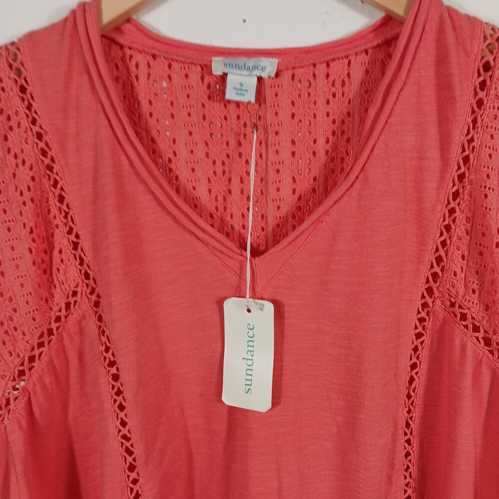 NWT Sundance Tangerine Crochet Sleeveless Top, Distressed V Neck, Cotton, Small - Picture 5 of 16